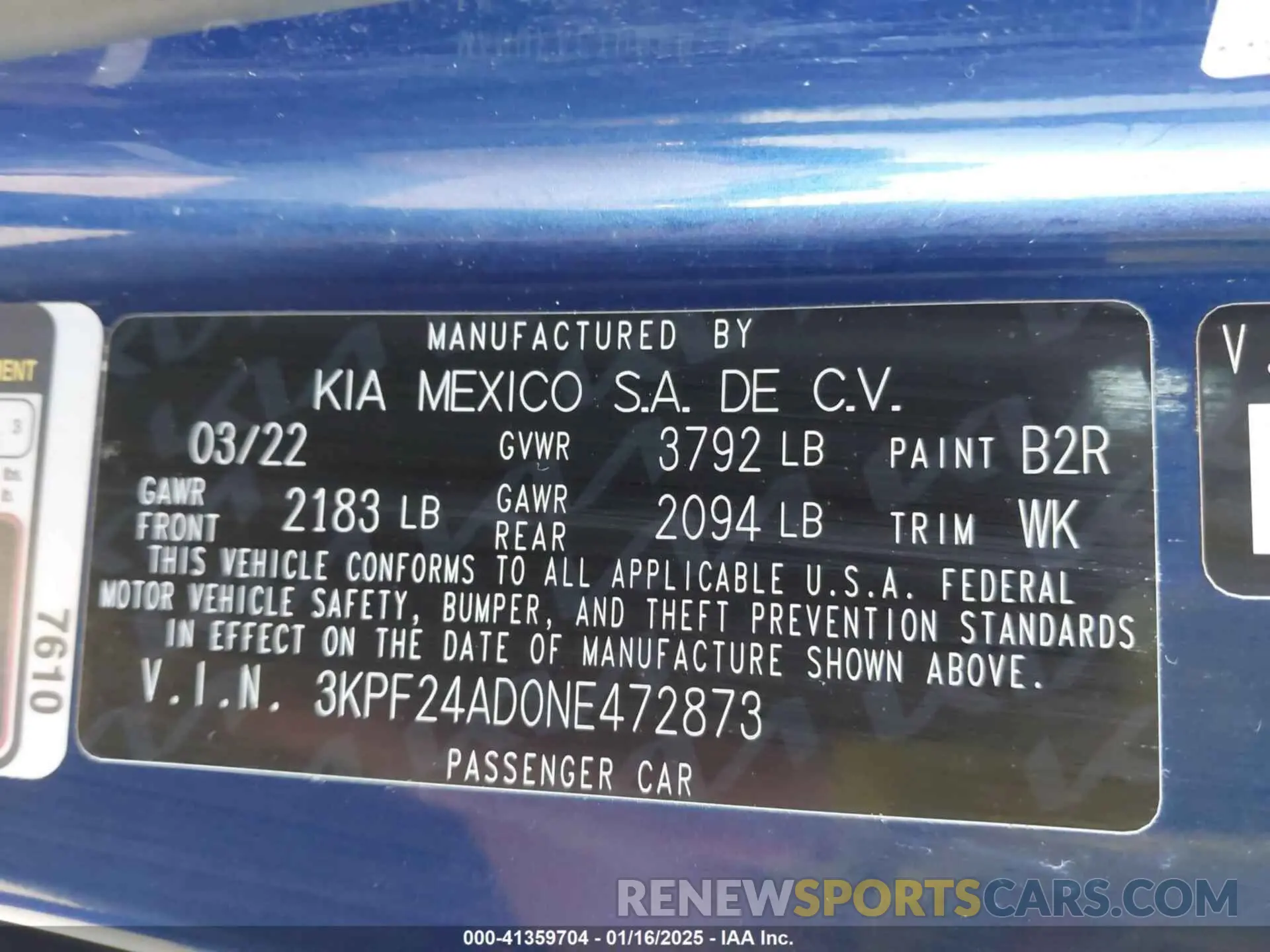 9 Фотография поврежденного автомобиля 3KPF24AD0NE472873 KIA FORTE 2022