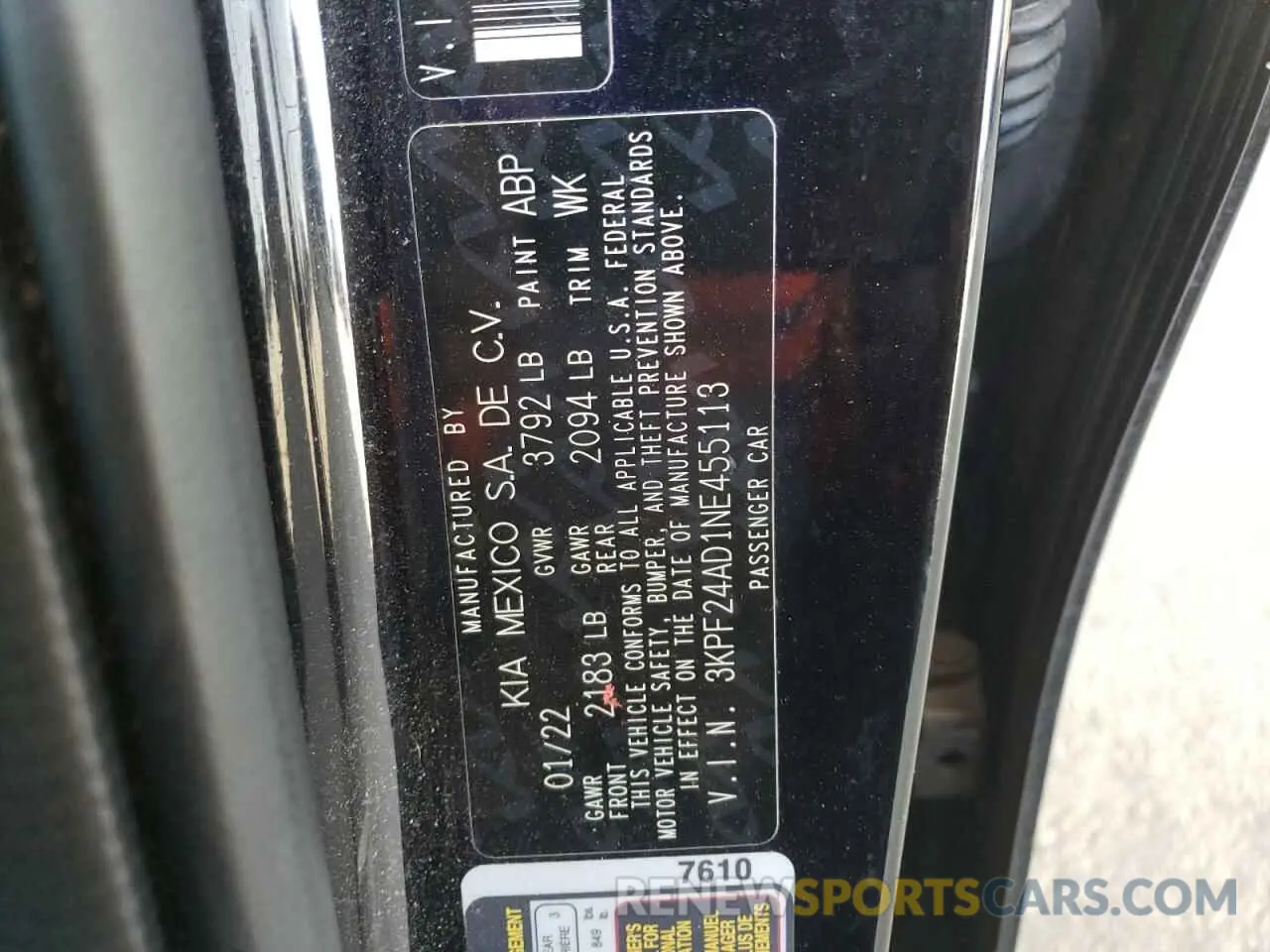 12 Фотография поврежденного автомобиля 3KPF24AD1NE455113 KIA FORTE 2022