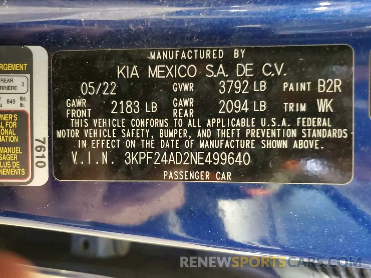 14 Фотография поврежденного автомобиля 3KPF24AD2NE499640 KIA FORTE 2022