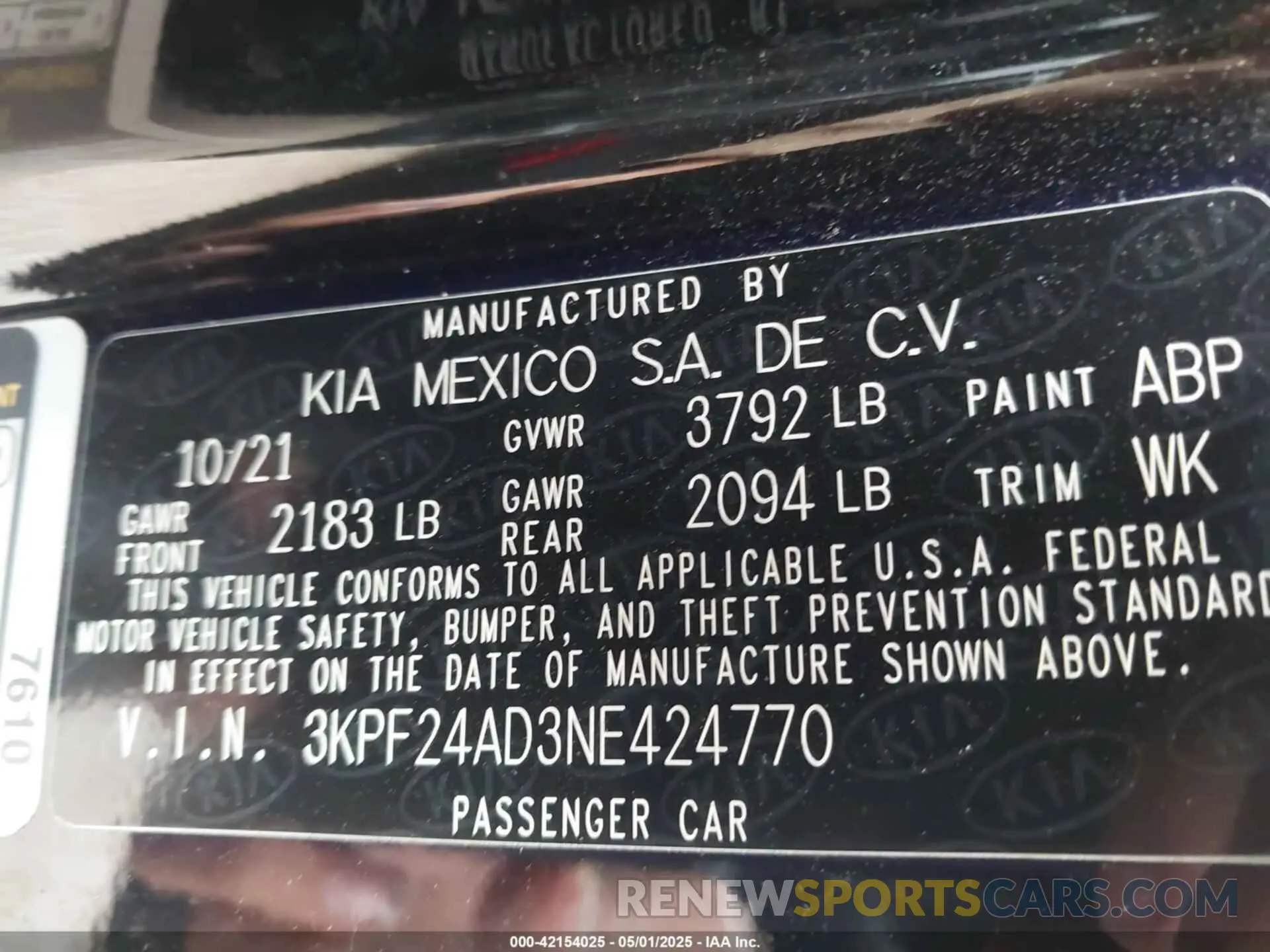 9 Фотография поврежденного автомобиля 3KPF24AD3NE424770 KIA FORTE 2022