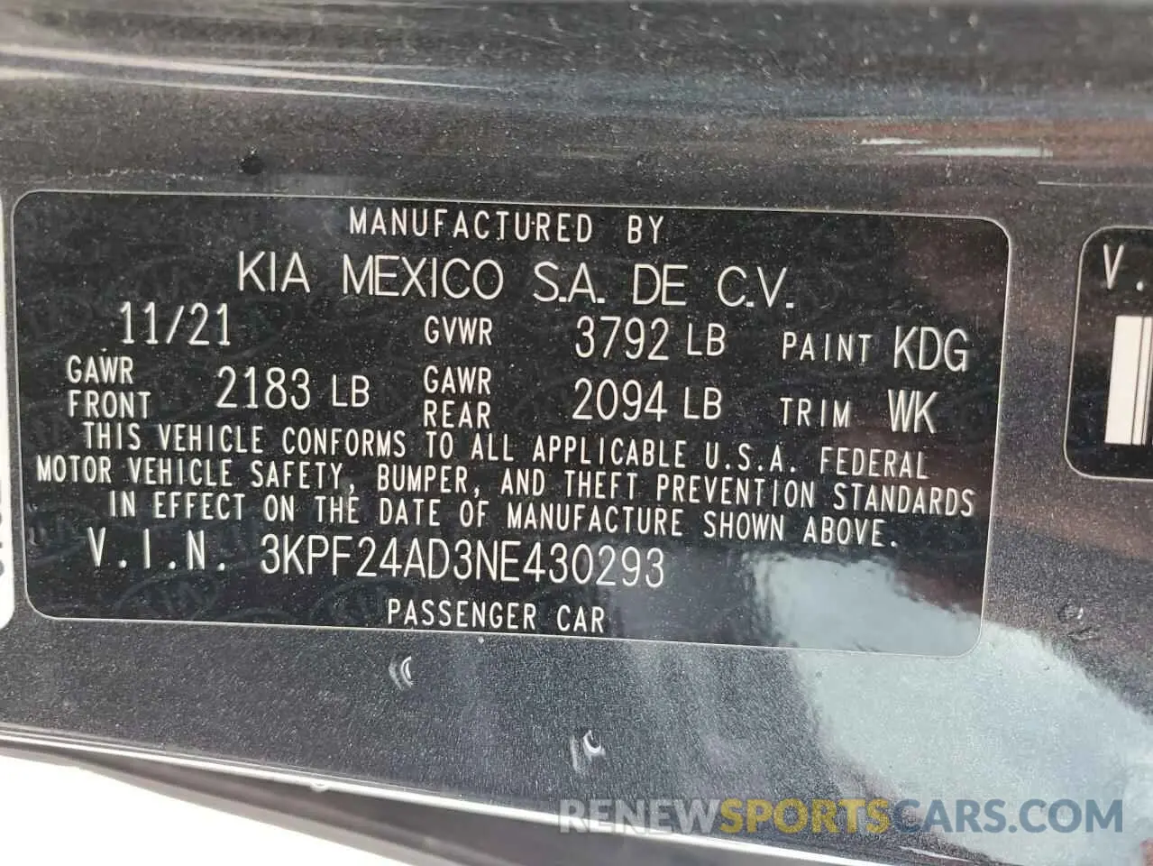 12 Photograph of a damaged car 3KPF24AD3NE430293 KIA FORTE 2022