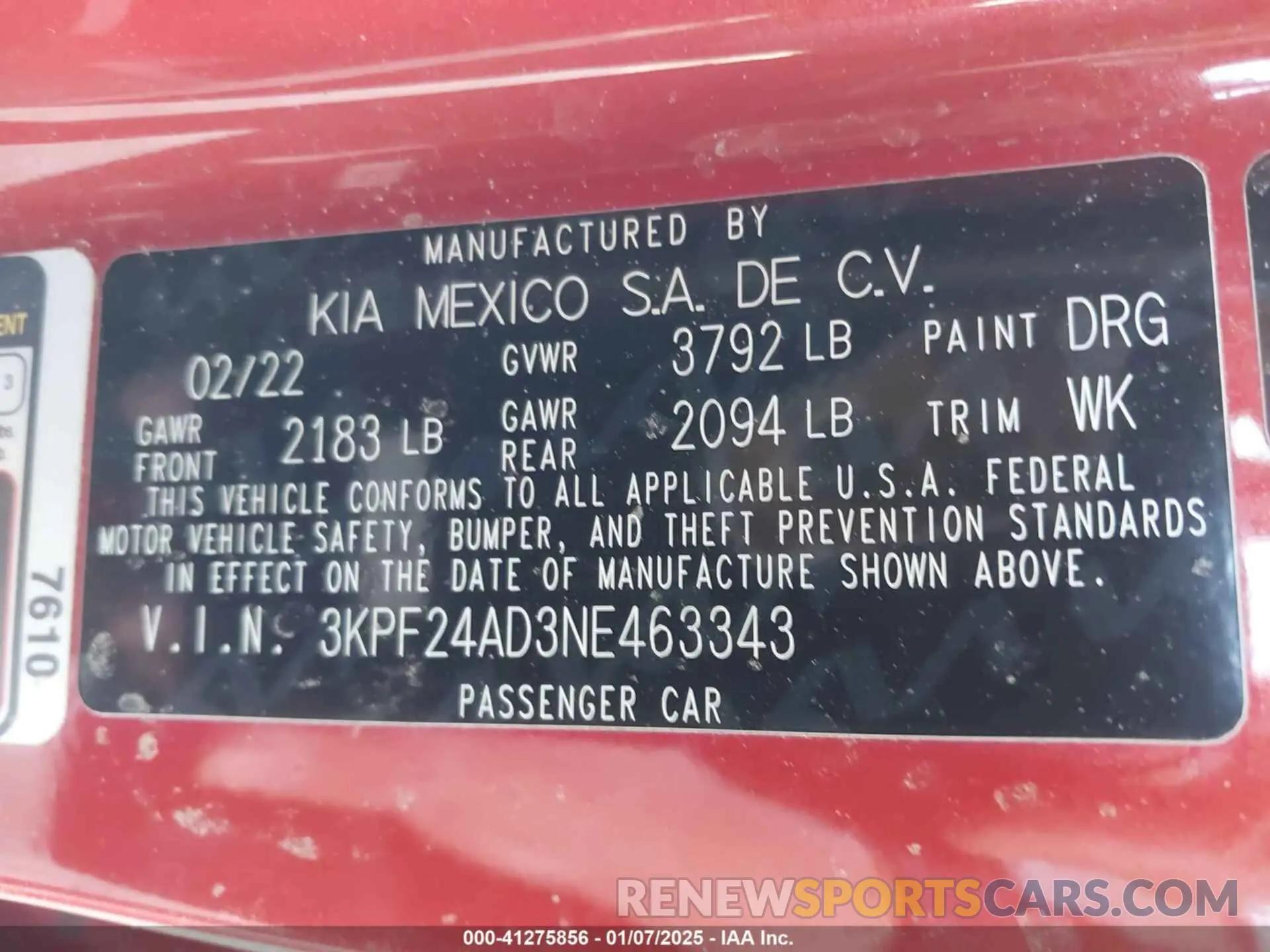 9 Фотография поврежденного автомобиля 3KPF24AD3NE463343 KIA FORTE 2022