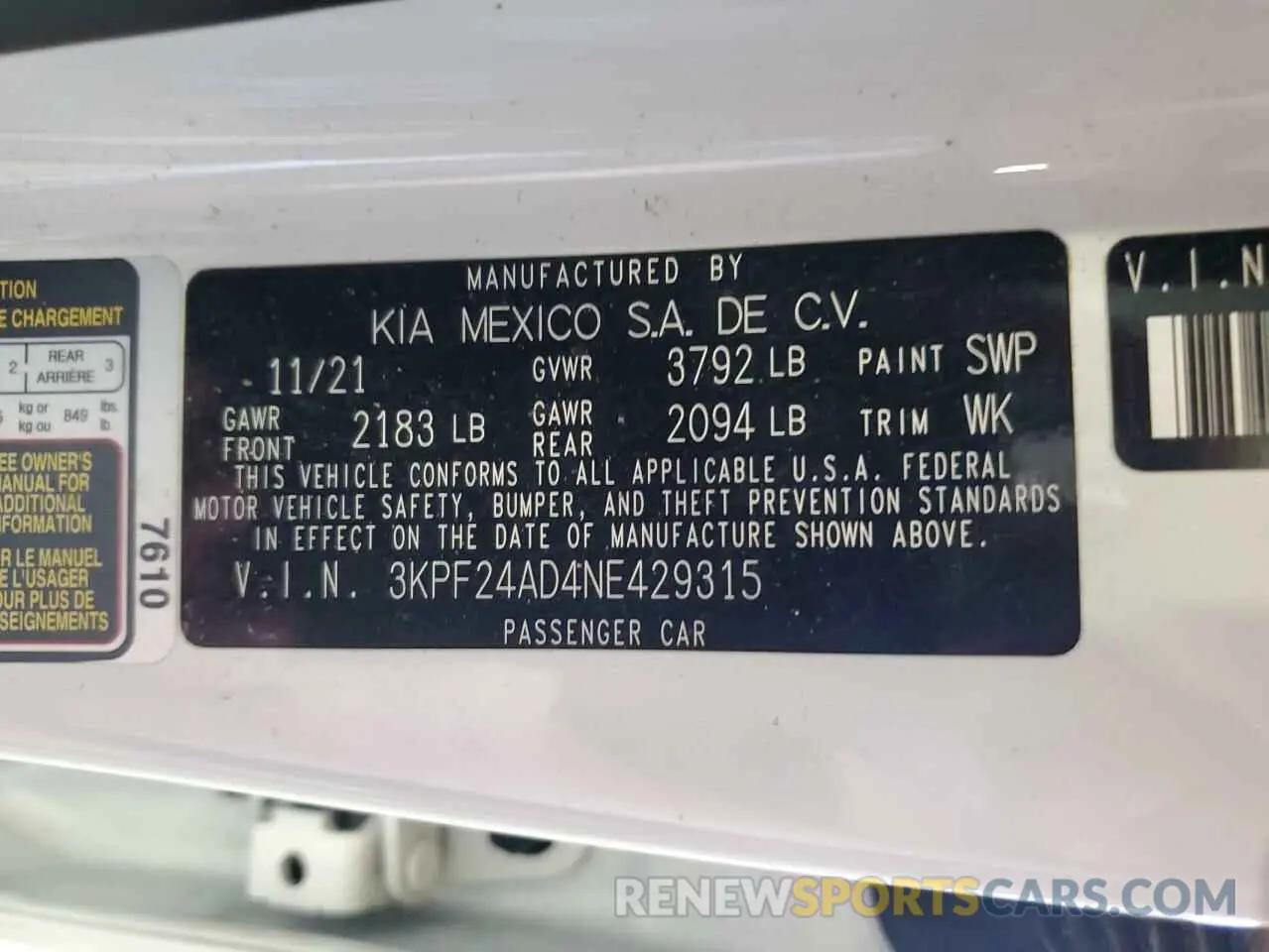 12 Фотография поврежденного автомобиля 3KPF24AD4NE429315 KIA FORTE 2022