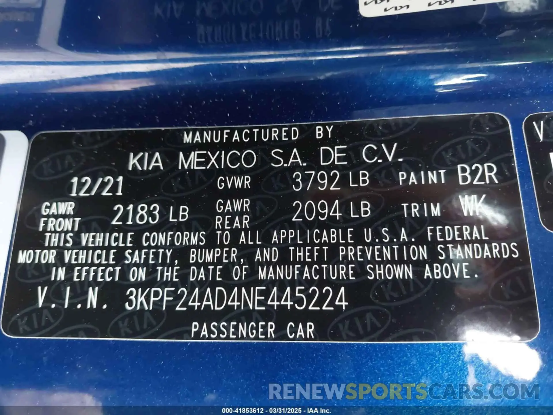 9 Фотография поврежденного автомобиля 3KPF24AD4NE445224 KIA FORTE 2022