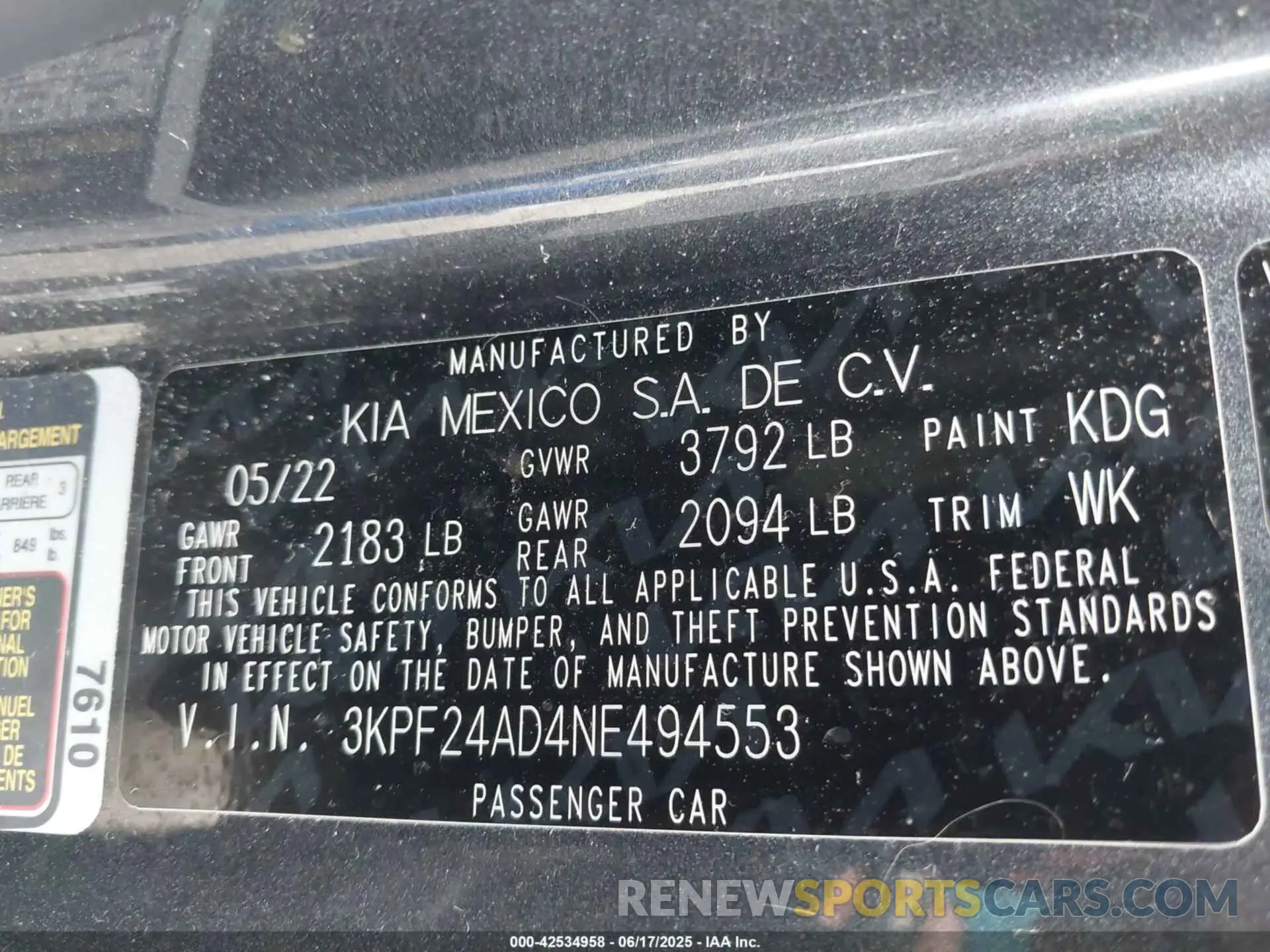 9 Фотография поврежденного автомобиля 3KPF24AD4NE494553 KIA FORTE 2022