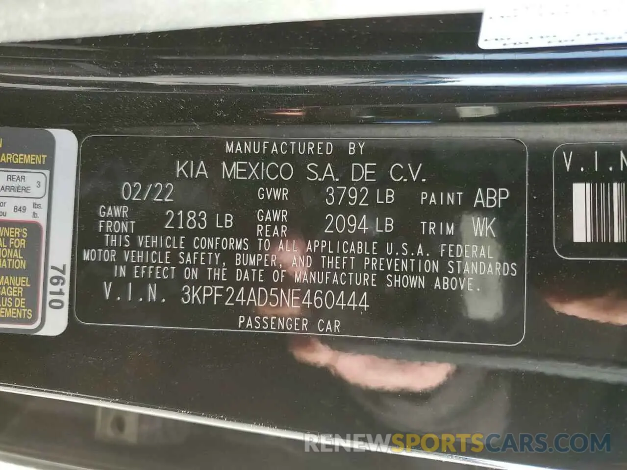 13 Photograph of a damaged car 3KPF24AD5NE460444 KIA FORTE 2022