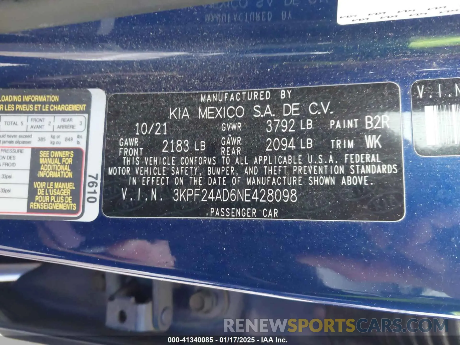 9 Photograph of a damaged car 3KPF24AD6NE428098 KIA FORTE 2022