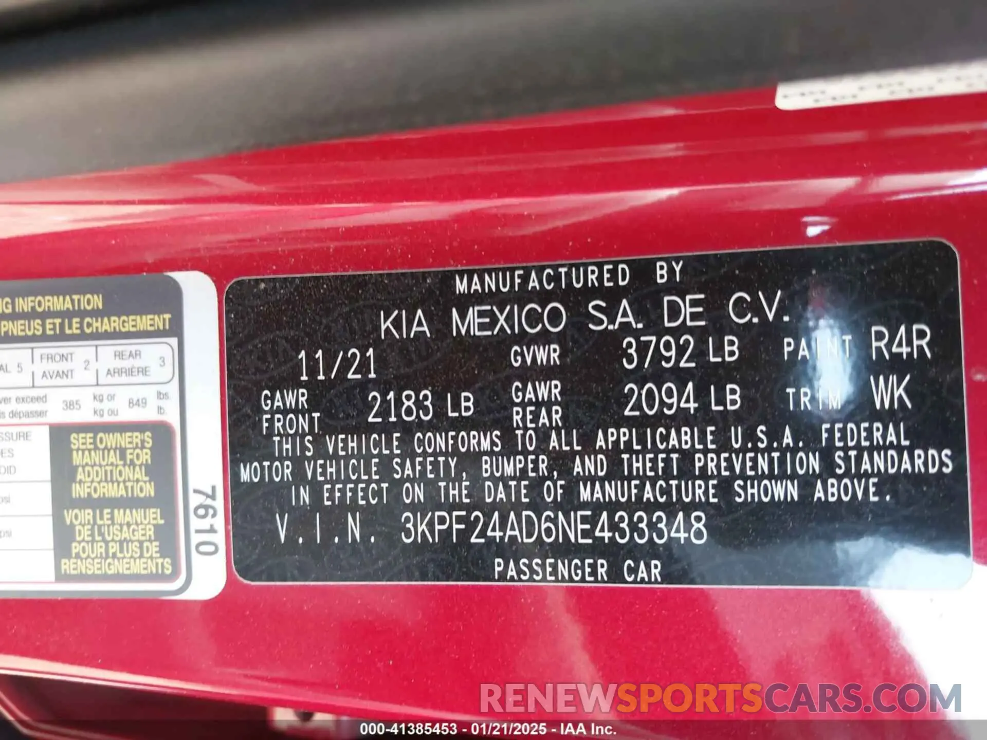 9 Фотография поврежденного автомобиля 3KPF24AD6NE433348 KIA FORTE 2022