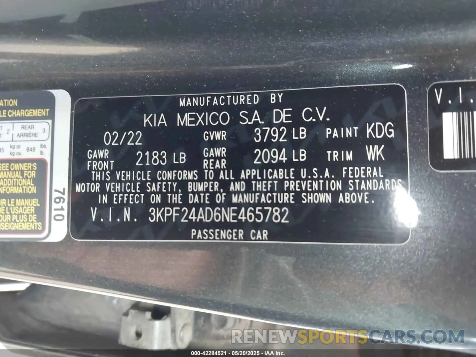 9 Фотография поврежденного автомобиля 3KPF24AD6NE465782 KIA FORTE 2022