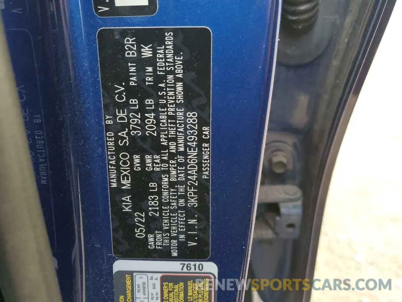 12 Фотография поврежденного автомобиля 3KPF24AD6NE493288 KIA FORTE 2022