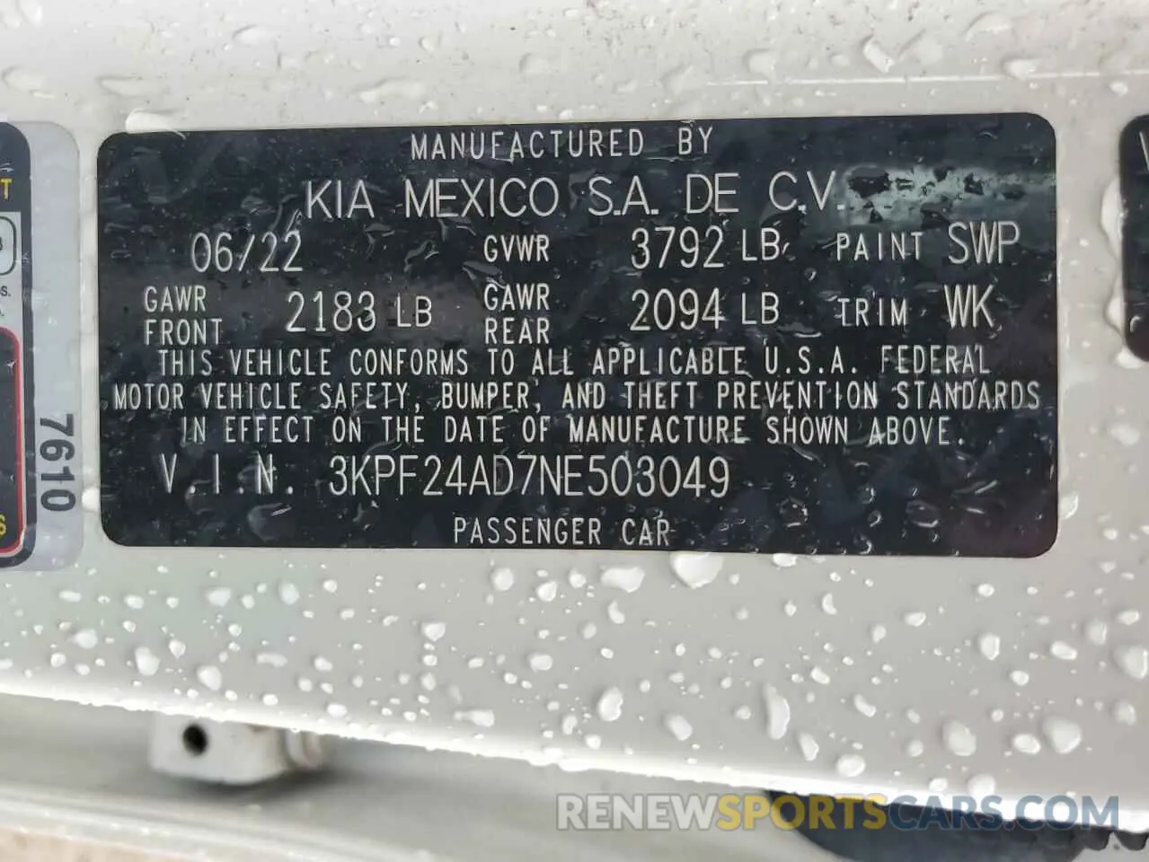 13 Photograph of a damaged car 3KPF24AD7NE503049 KIA FORTE 2022