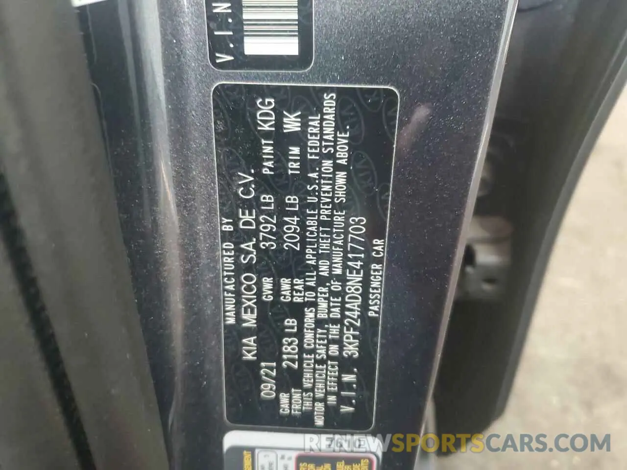 13 Фотография поврежденного автомобиля 3KPF24AD8NE417703 KIA FORTE 2022