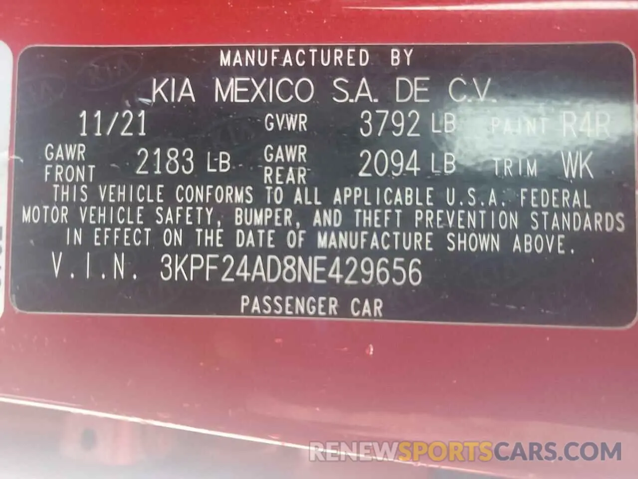 13 Photograph of a damaged car 3KPF24AD8NE429656 KIA FORTE 2022