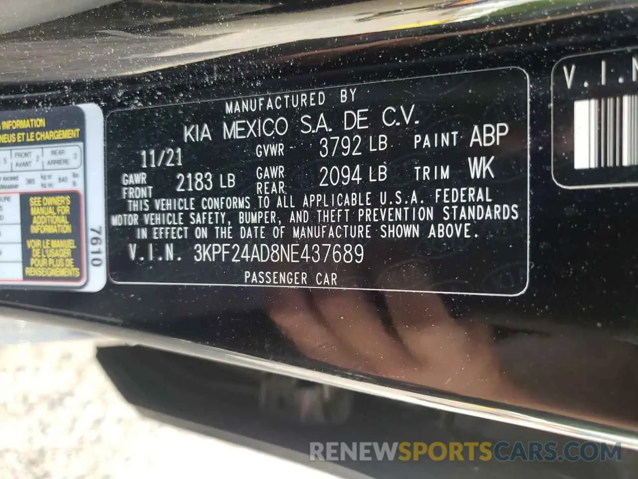 12 Photograph of a damaged car 3KPF24AD8NE437689 KIA FORTE 2022