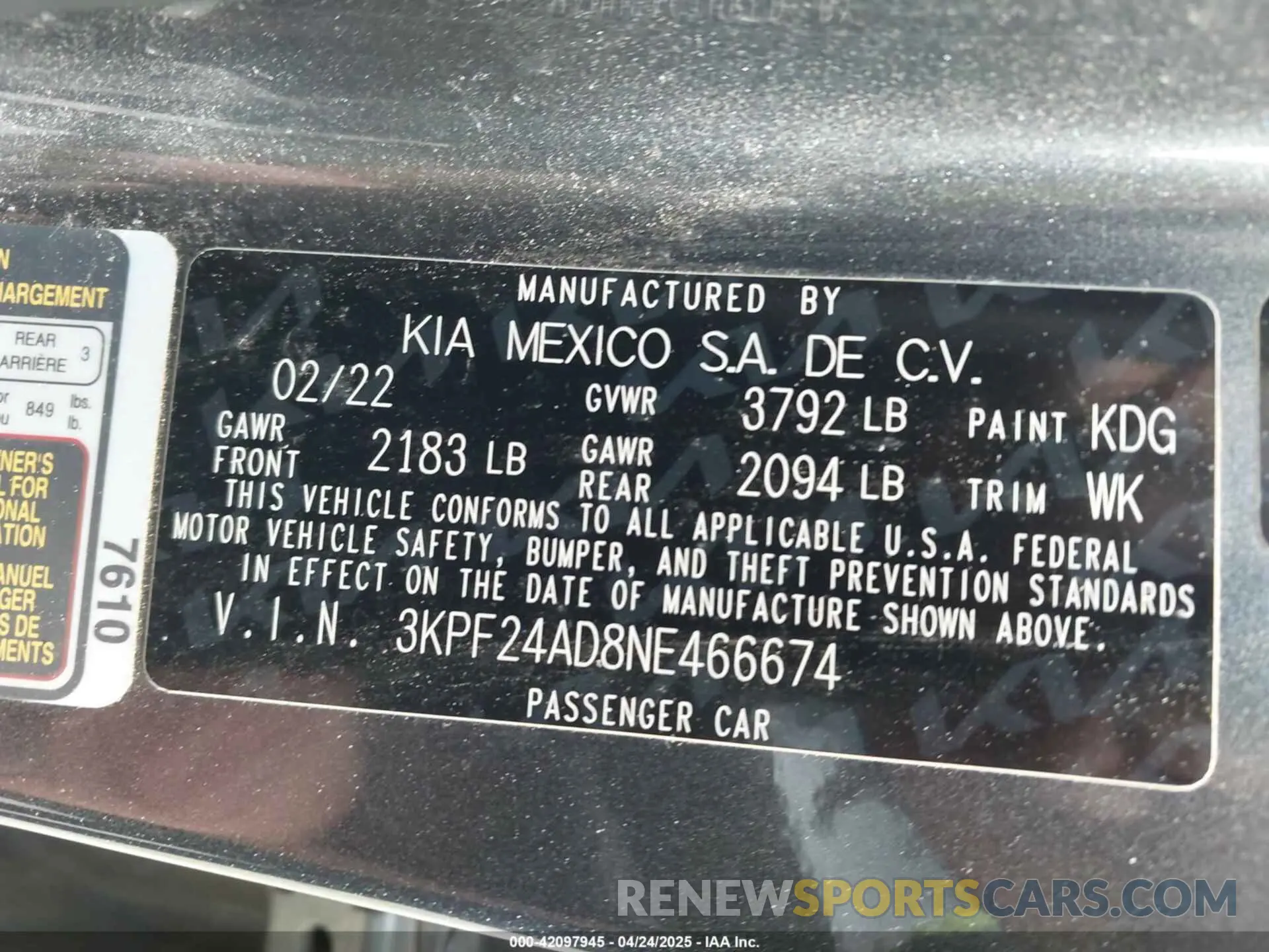 9 Фотография поврежденного автомобиля 3KPF24AD8NE466674 KIA FORTE 2022
