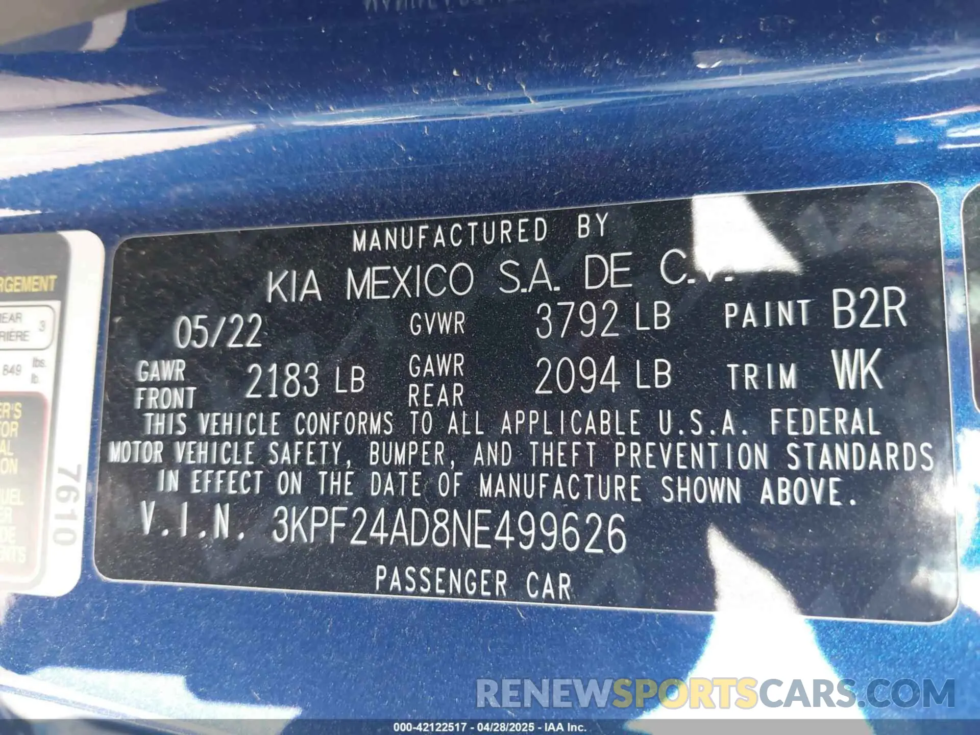 9 Фотография поврежденного автомобиля 3KPF24AD8NE499626 KIA FORTE 2022