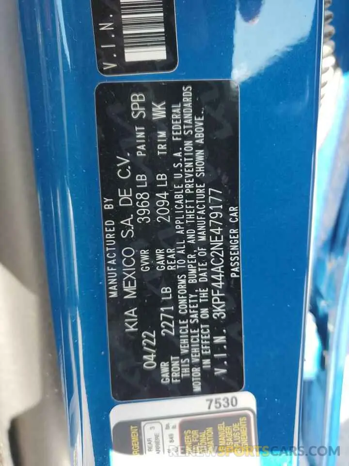 14 Фотография поврежденного автомобиля 3KPF44AC2NE479177 KIA FORTE 2022