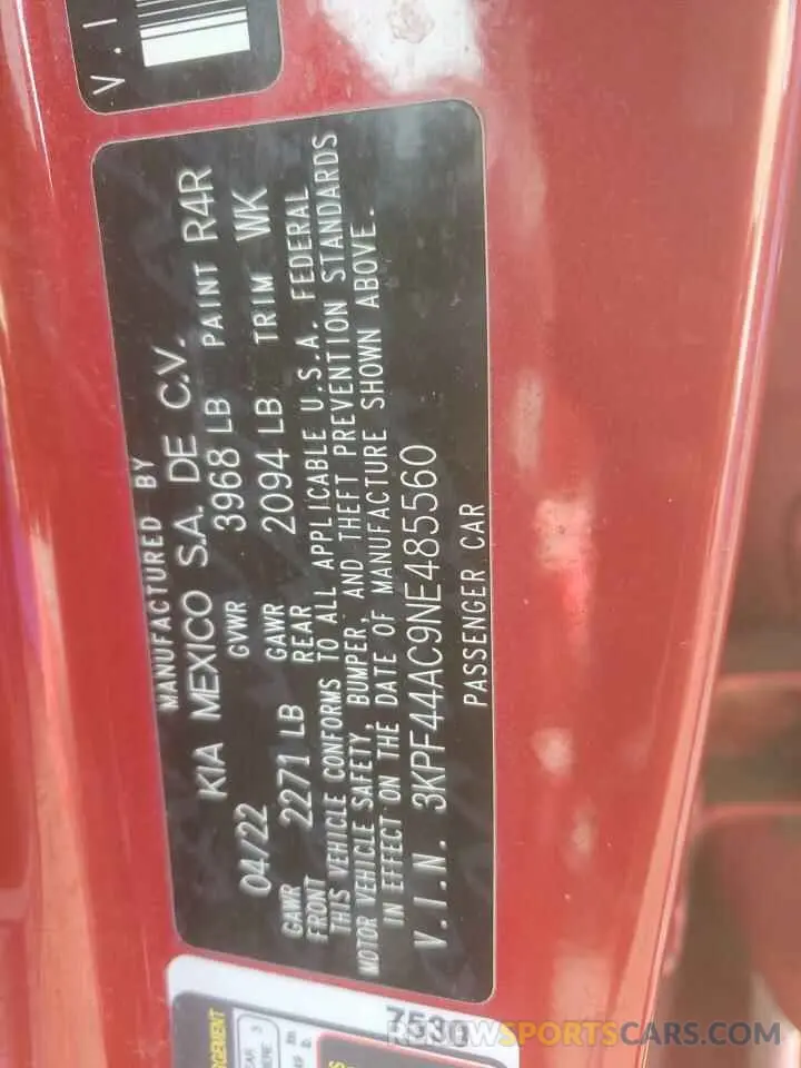 15 Фотография поврежденного автомобиля 3KPF44AC9NE485560 KIA FORTE 2022