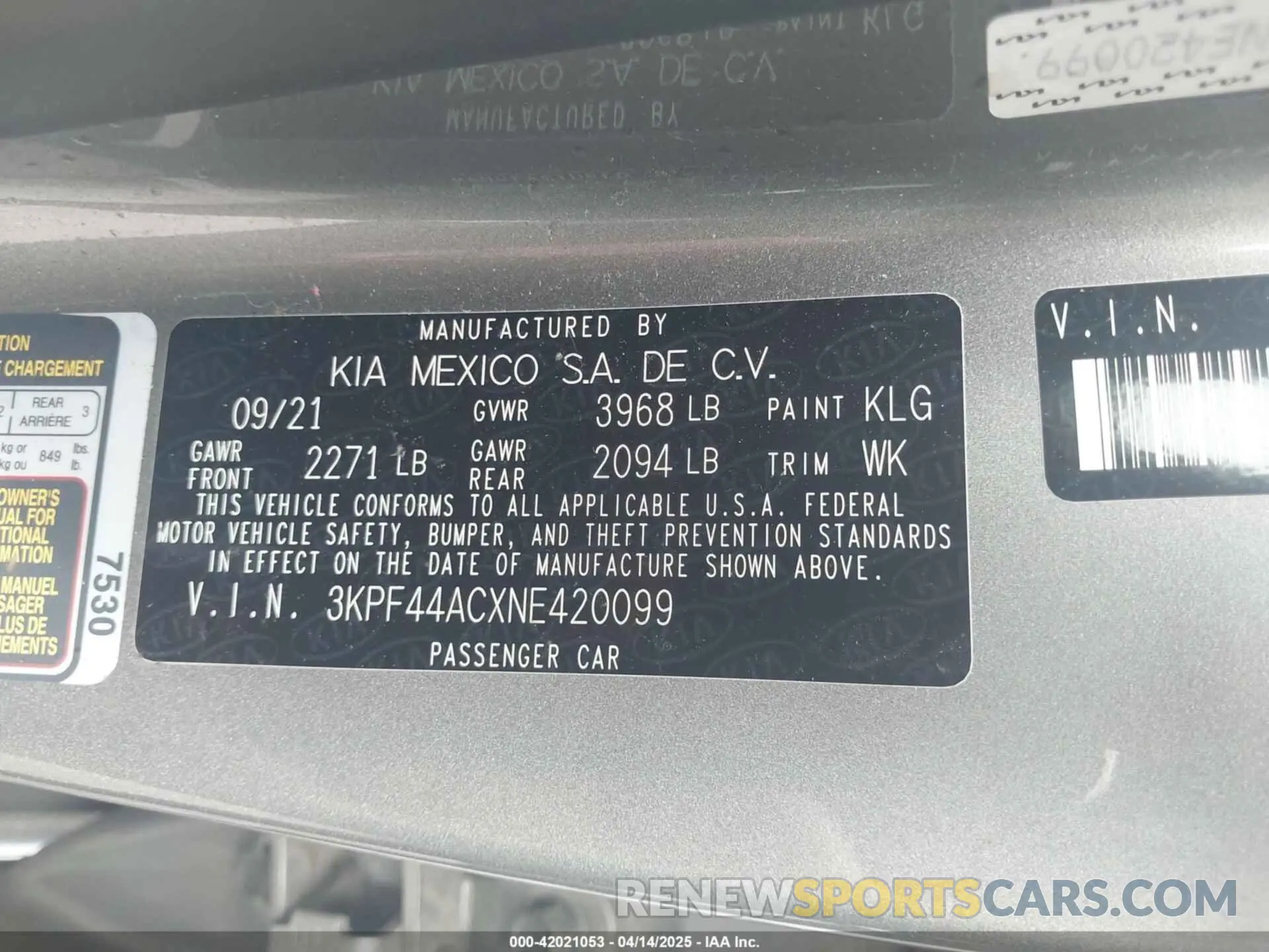 9 Photograph of a damaged car 3KPF44ACXNE420099 KIA FORTE 2022