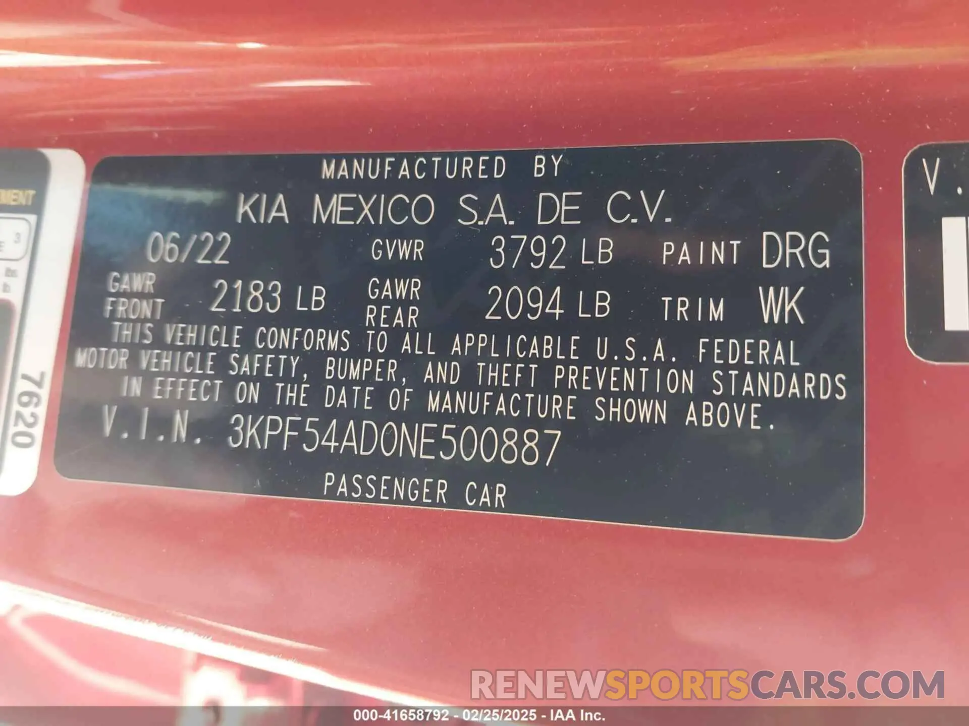 9 Photograph of a damaged car 3KPF54AD0NE500887 KIA FORTE 2022