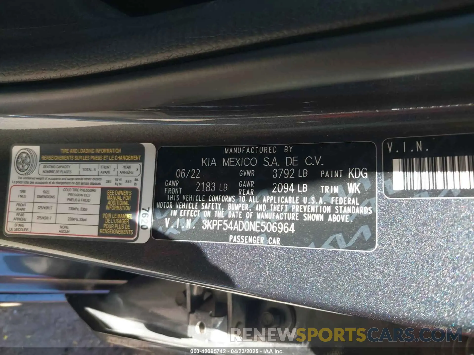 9 Фотография поврежденного автомобиля 3KPF54AD0NE506964 KIA FORTE 2022