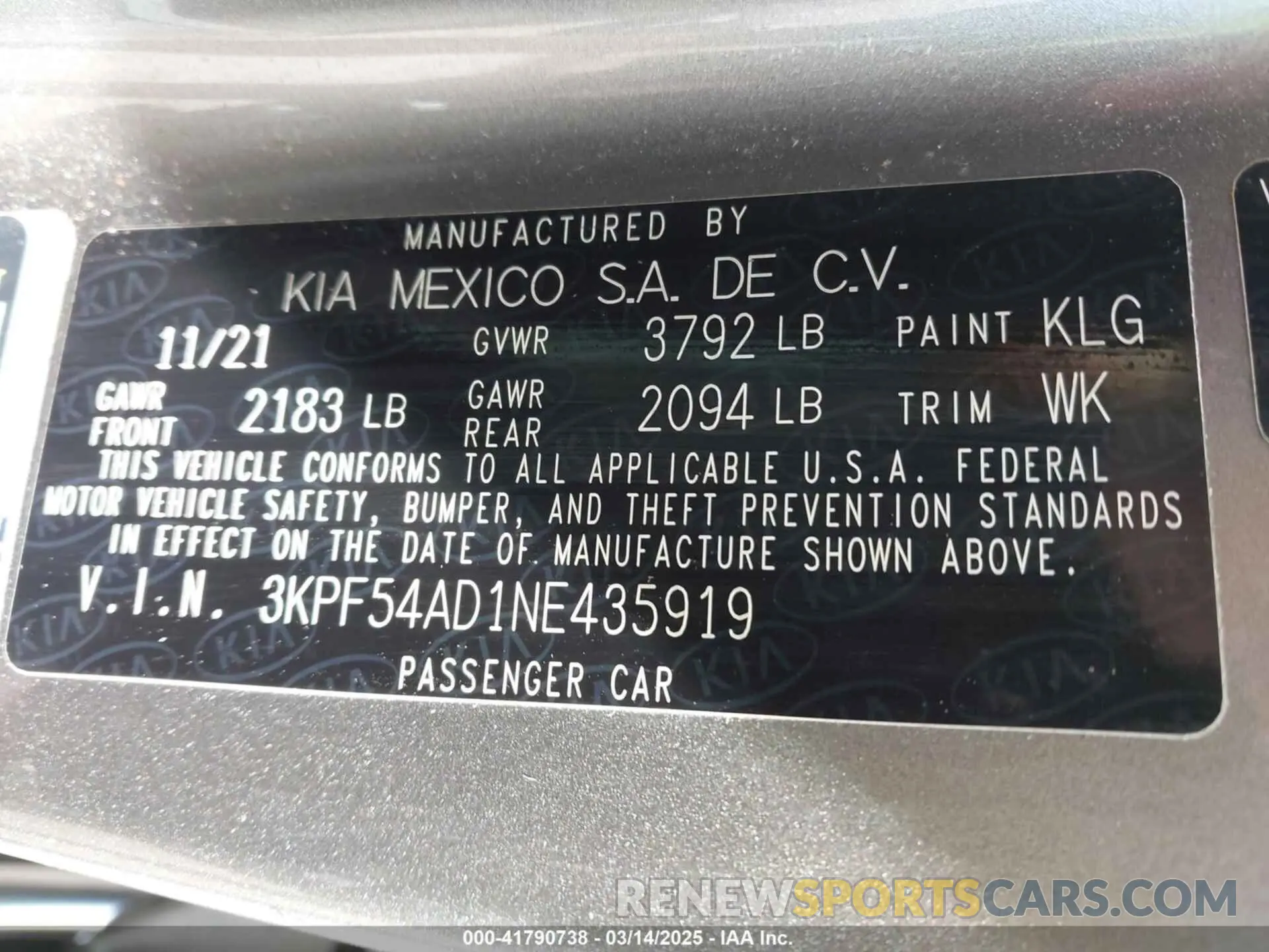 9 Фотография поврежденного автомобиля 3KPF54AD1NE435919 KIA FORTE 2022