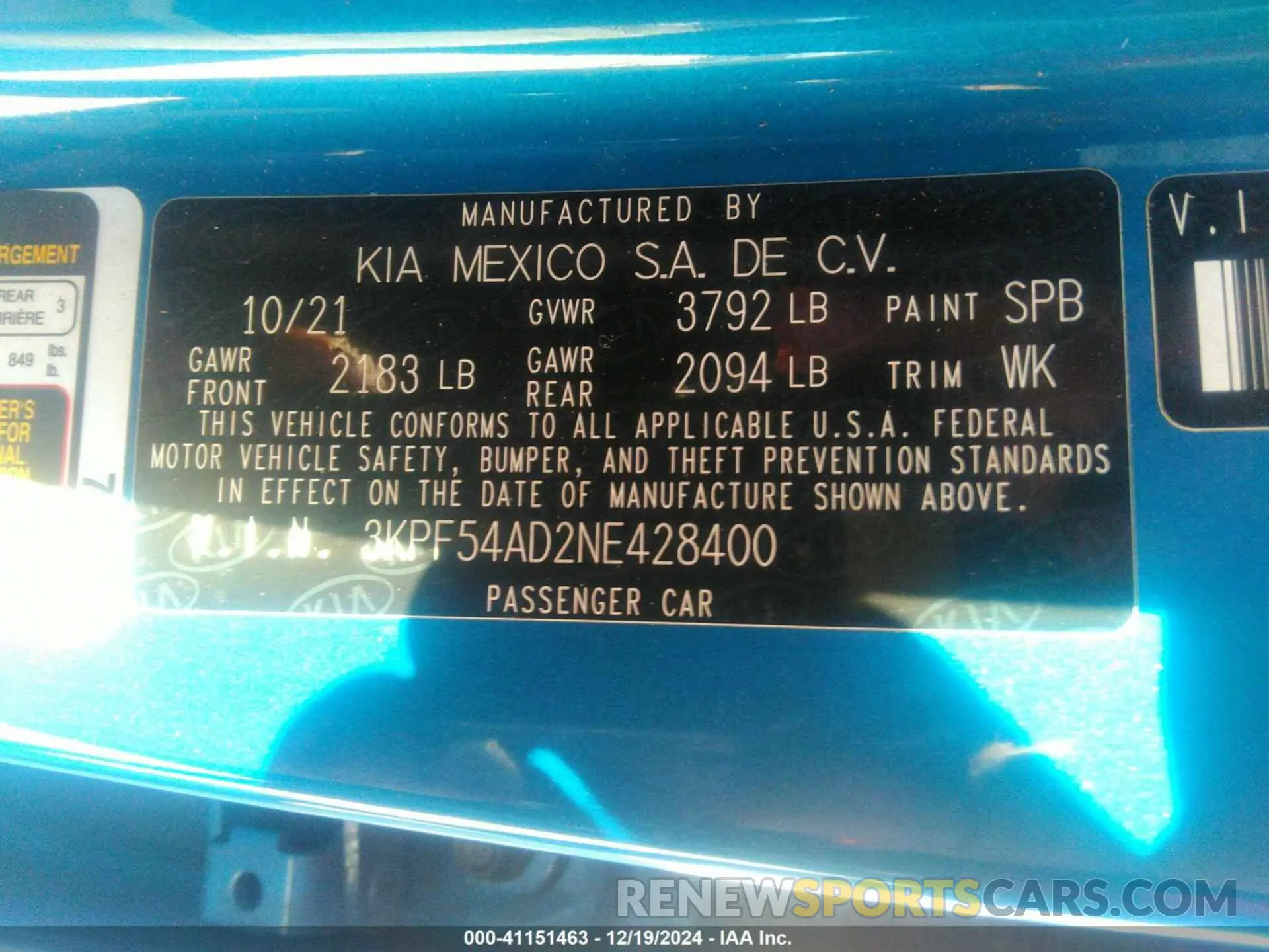 9 Photograph of a damaged car 3KPF54AD2NE428400 KIA FORTE 2022