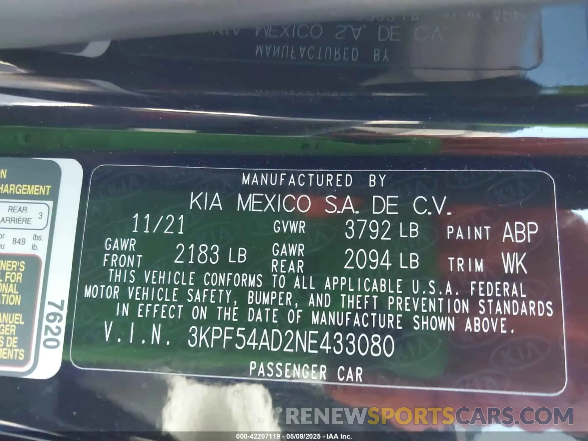 9 Photograph of a damaged car 3KPF54AD2NE433080 KIA FORTE 2022