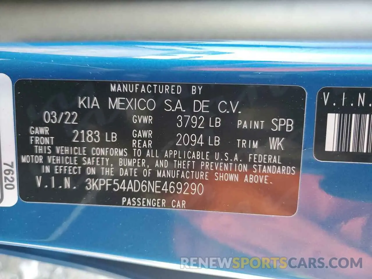 12 Фотография поврежденного автомобиля 3KPF54AD6NE469290 KIA FORTE 2022