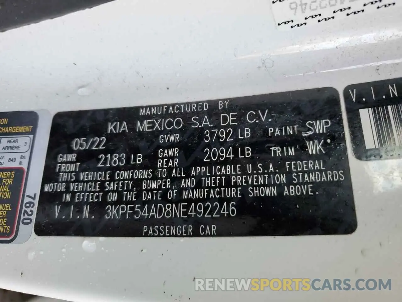 14 Photograph of a damaged car 3KPF54AD8NE492246 KIA FORTE 2022