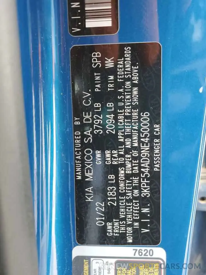 13 Фотография поврежденного автомобиля 3KPF54AD9NE450006 KIA FORTE 2022