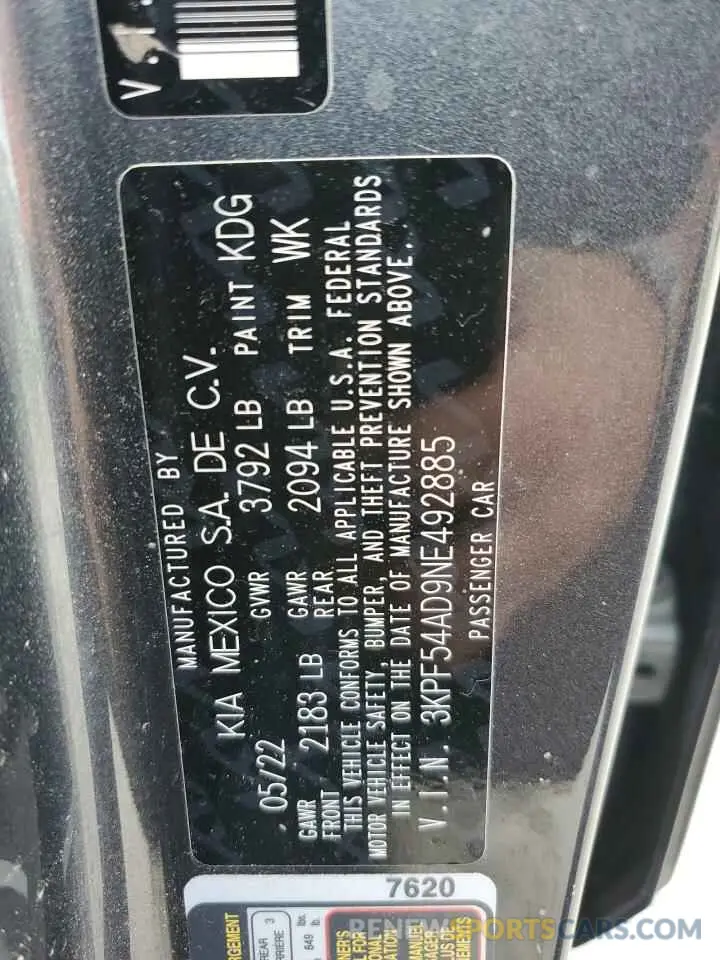 13 Фотография поврежденного автомобиля 3KPF54AD9NE492885 KIA FORTE 2022