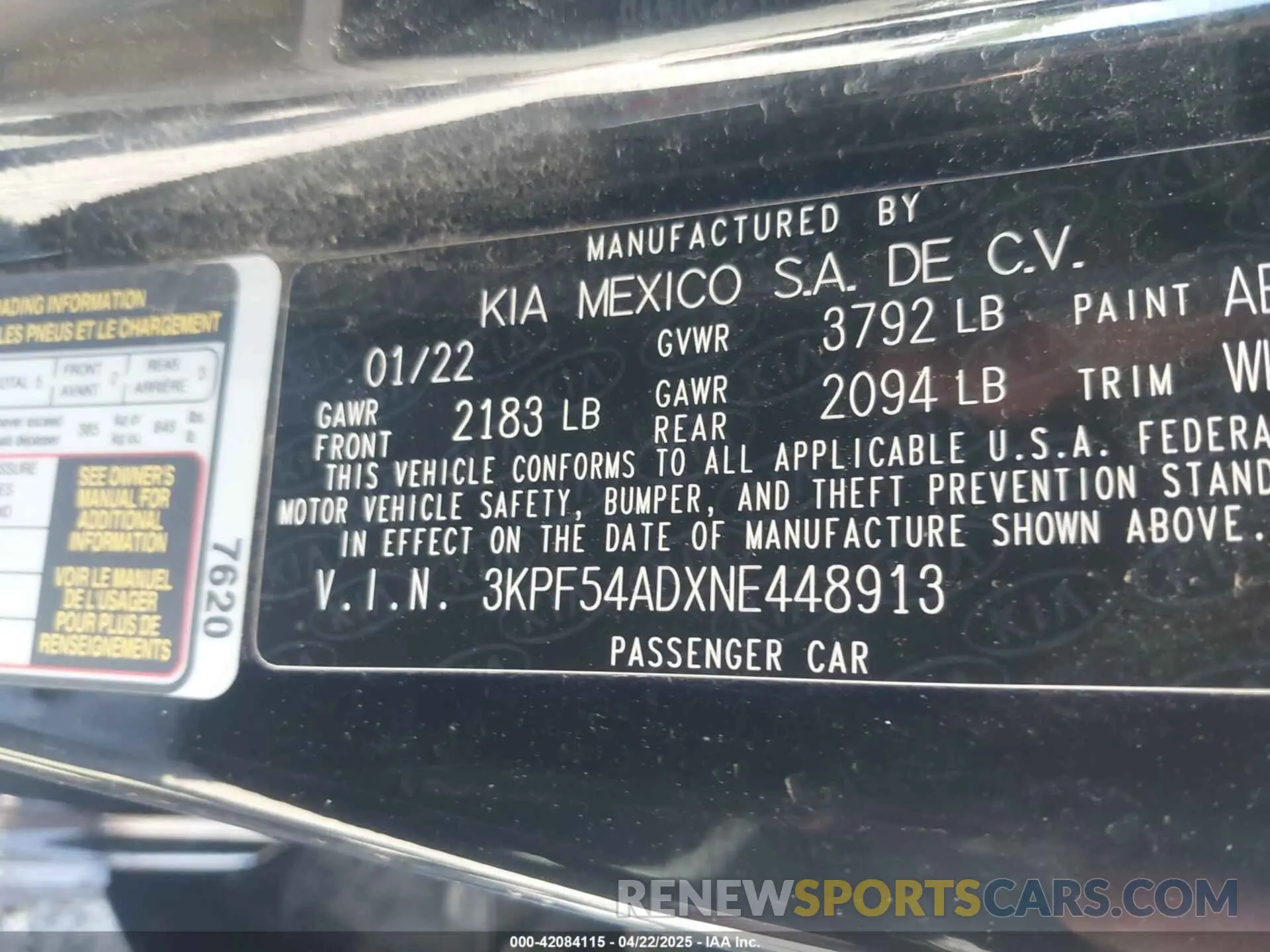 9 Фотография поврежденного автомобиля 3KPF54ADXNE448913 KIA FORTE 2022