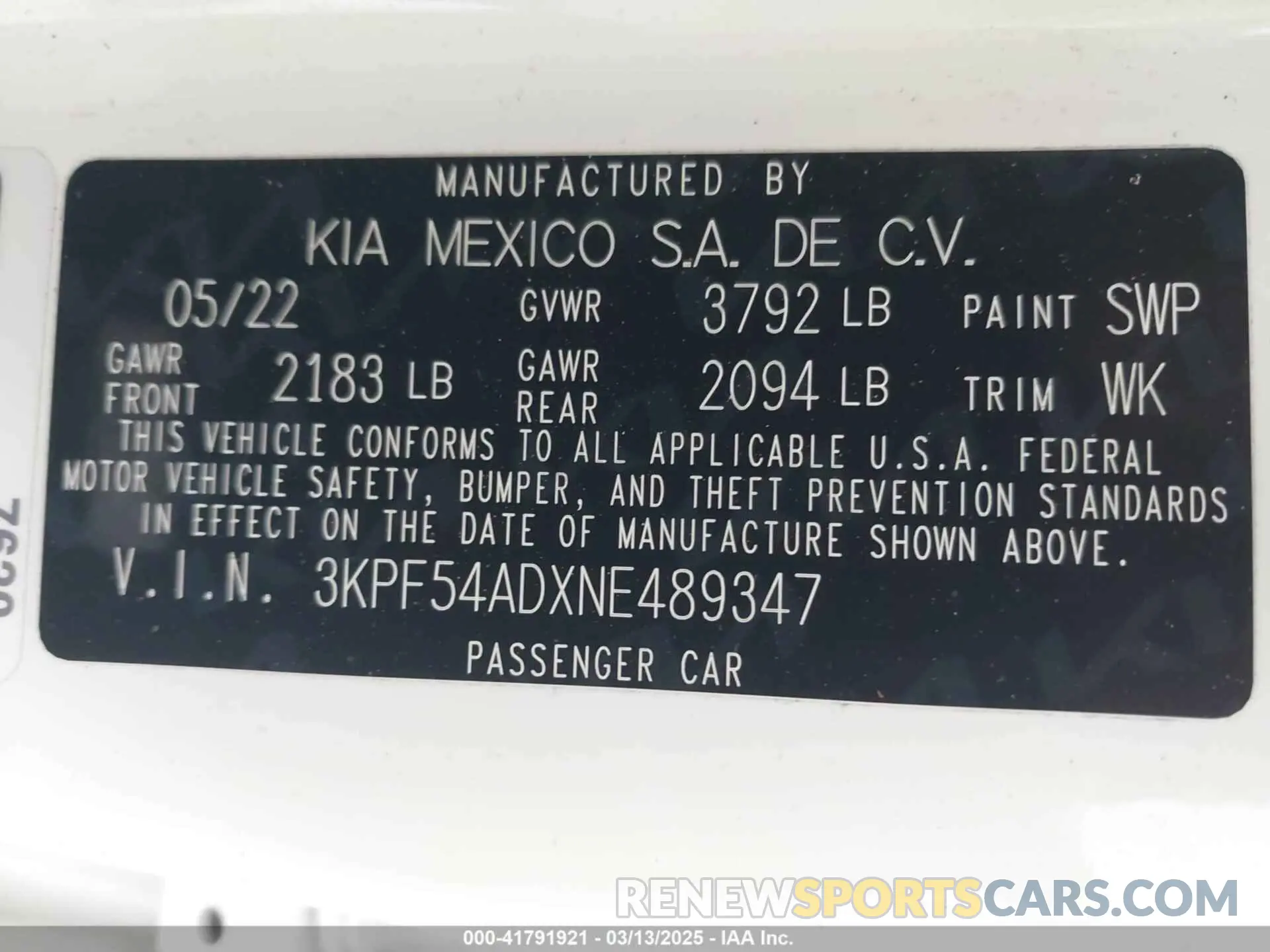 9 Photograph of a damaged car 3KPF54ADXNE489347 KIA FORTE 2022