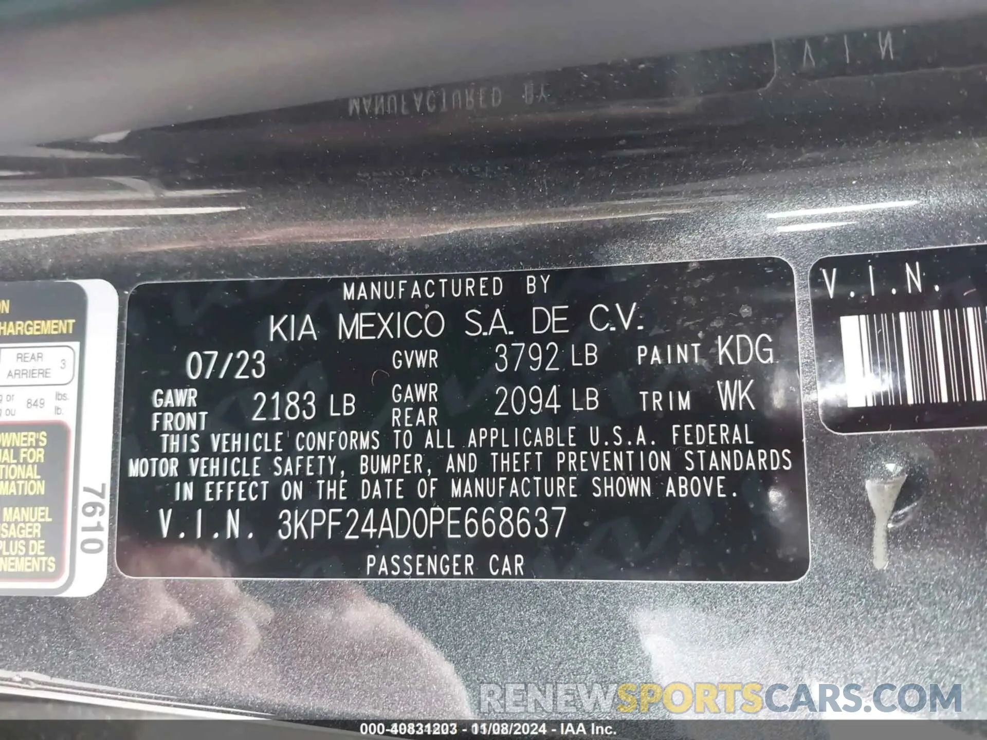 9 Photograph of a damaged car 3KPF24AD0PE668637 KIA FORTE 2023