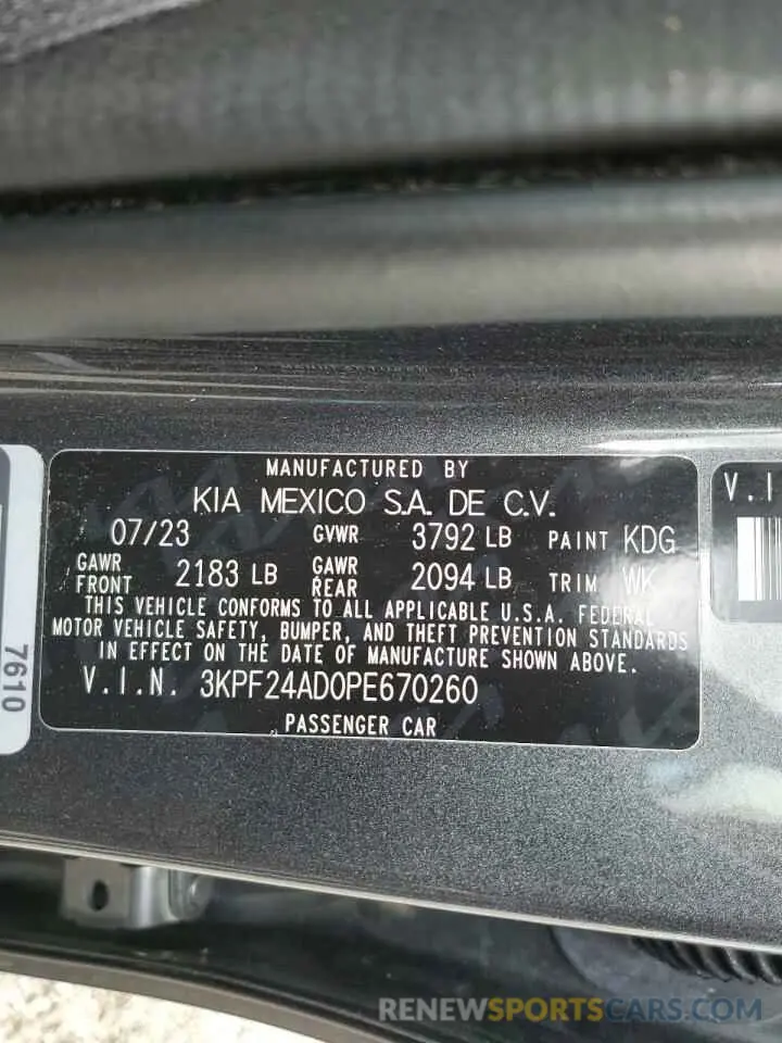 12 Фотография поврежденного автомобиля 3KPF24AD0PE670260 KIA FORTE 2023
