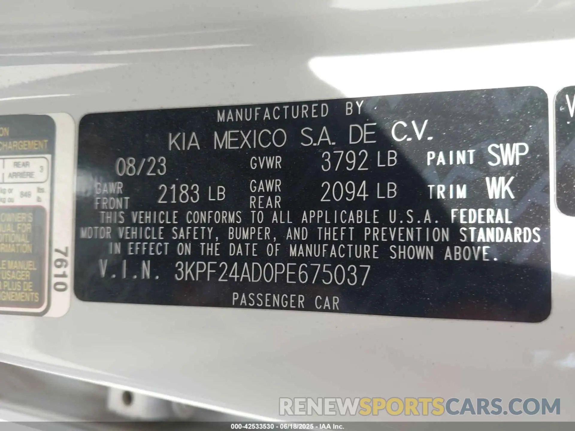 9 Фотография поврежденного автомобиля 3KPF24AD0PE675037 KIA FORTE 2023