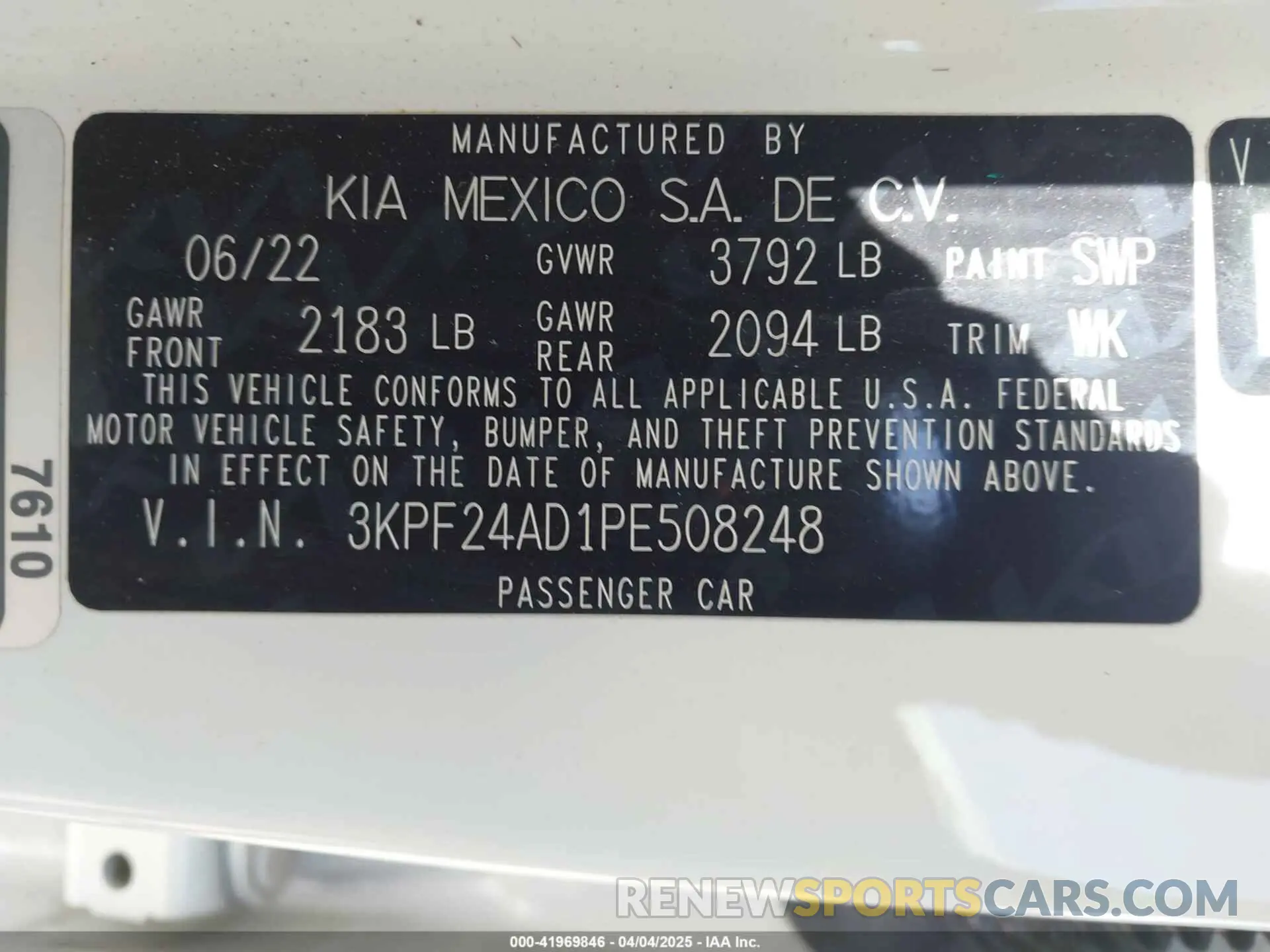 9 Фотография поврежденного автомобиля 3KPF24AD1PE508248 KIA FORTE 2023