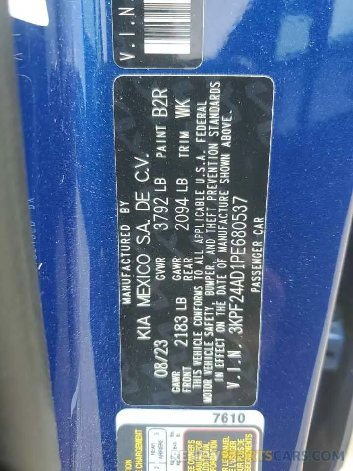 14 Фотография поврежденного автомобиля 3KPF24AD1PE680537 KIA FORTE 2023