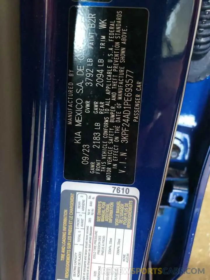 12 Photograph of a damaged car 3KPF24AD1PE693577 KIA FORTE 2023