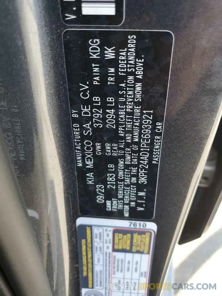 14 Фотография поврежденного автомобиля 3KPF24AD1PE693921 KIA FORTE 2023