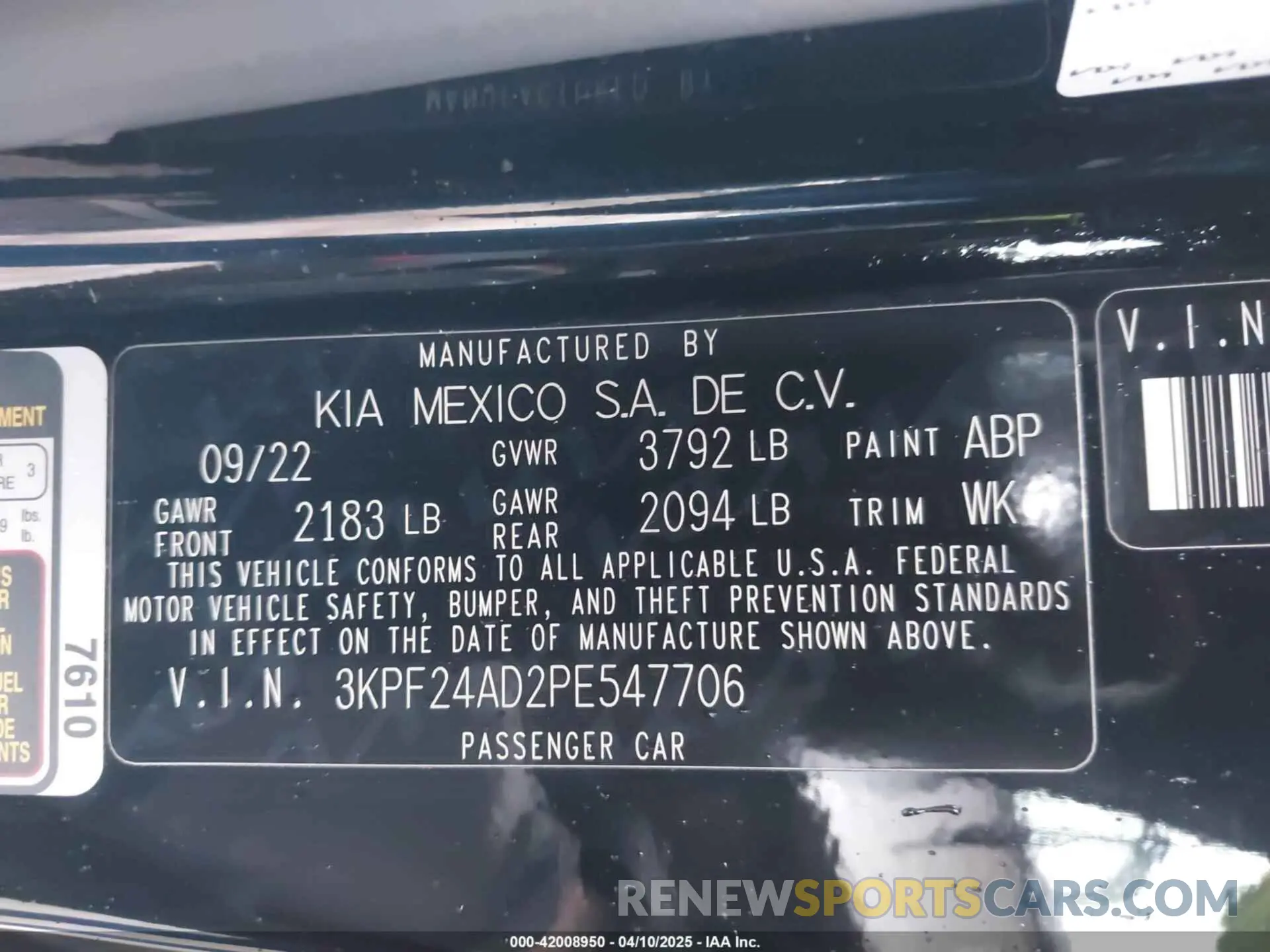 9 Фотография поврежденного автомобиля 3KPF24AD2PE547706 KIA FORTE 2023