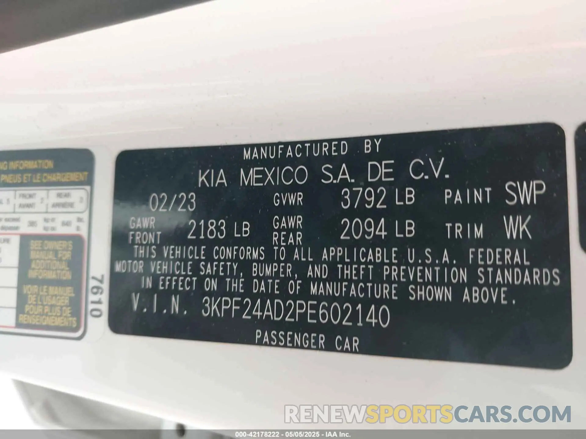9 Фотография поврежденного автомобиля 3KPF24AD2PE602140 KIA FORTE 2023