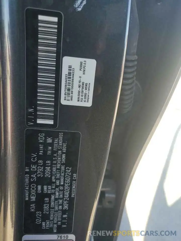 12 Photograph of a damaged car 3KPF24AD2PE607242 KIA FORTE 2023