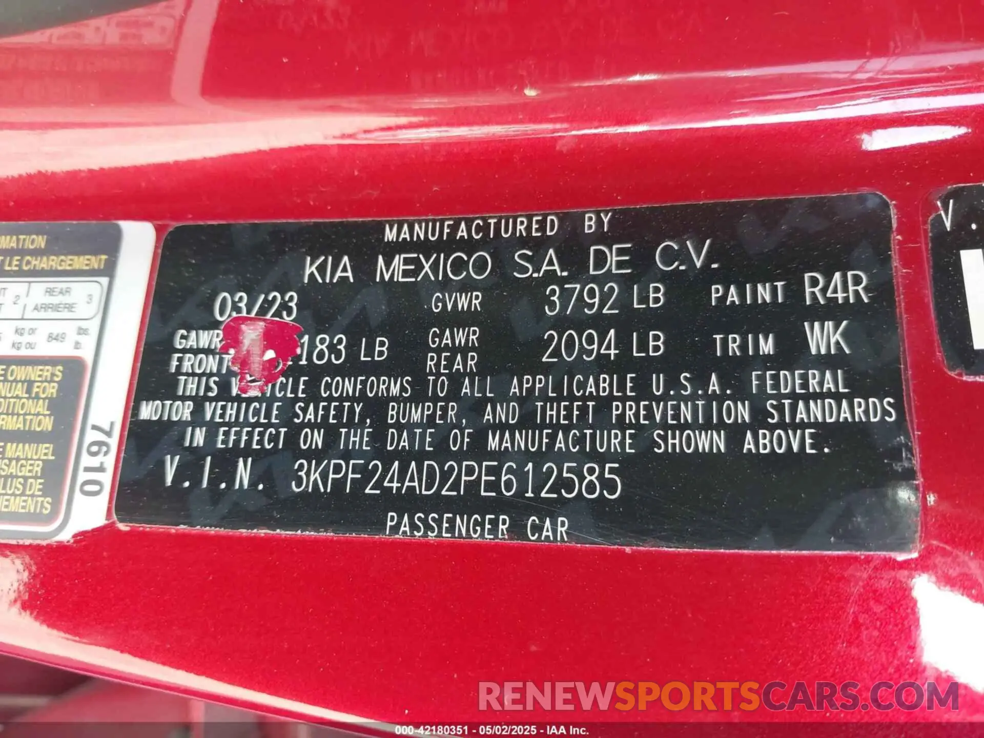 9 Photograph of a damaged car 3KPF24AD2PE612585 KIA FORTE 2023