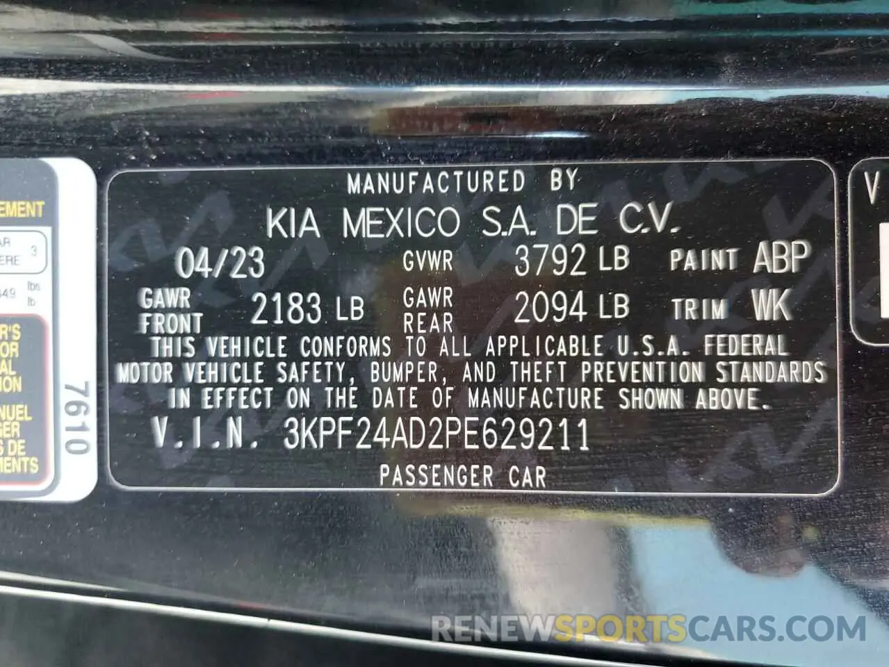 15 Фотография поврежденного автомобиля 3KPF24AD2PE629211 KIA FORTE 2023