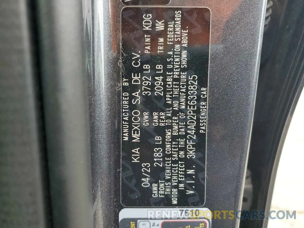 13 Фотография поврежденного автомобиля 3KPF24AD2PE633825 KIA FORTE 2023