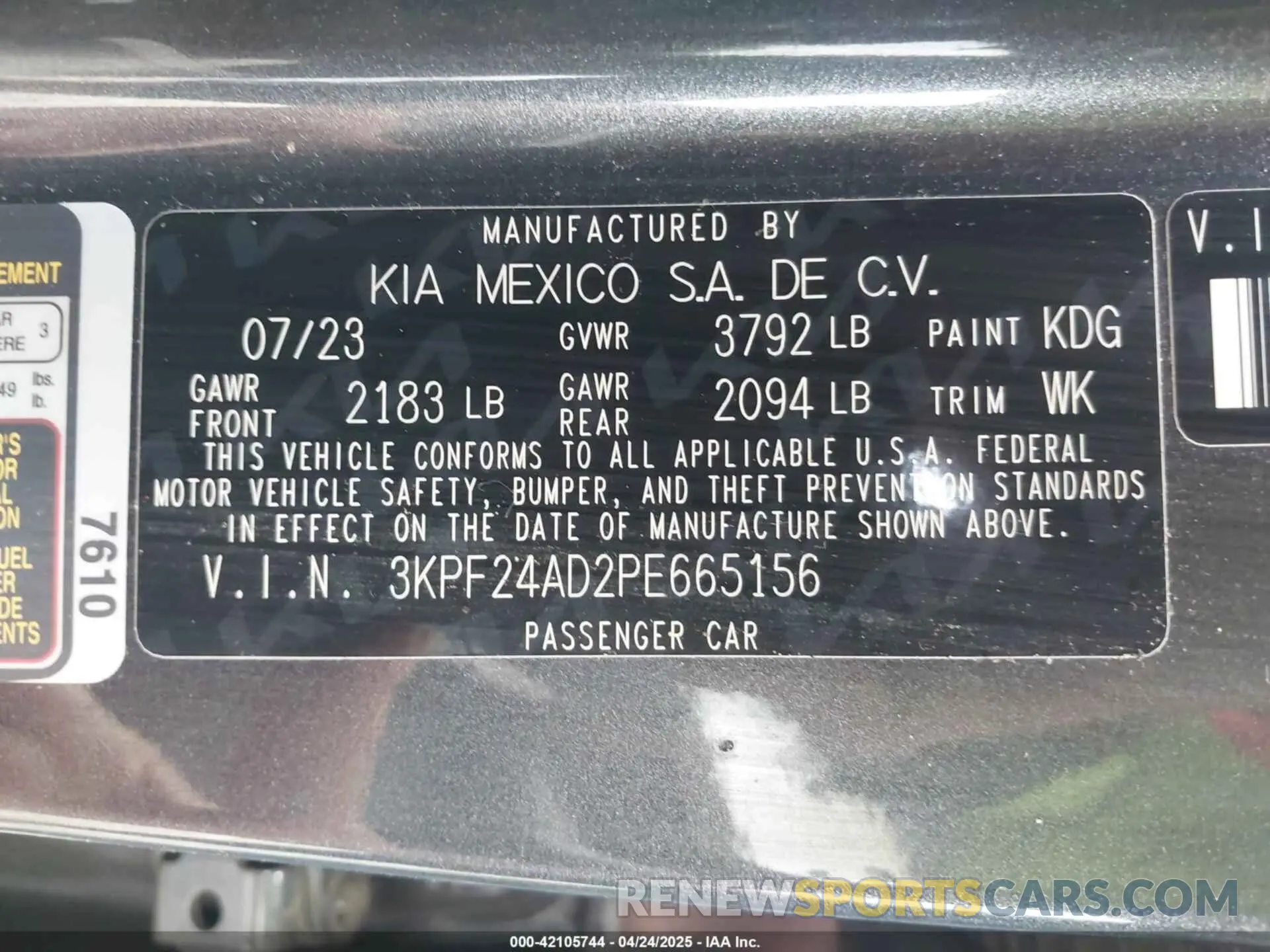 9 Фотография поврежденного автомобиля 3KPF24AD2PE665156 KIA FORTE 2023
