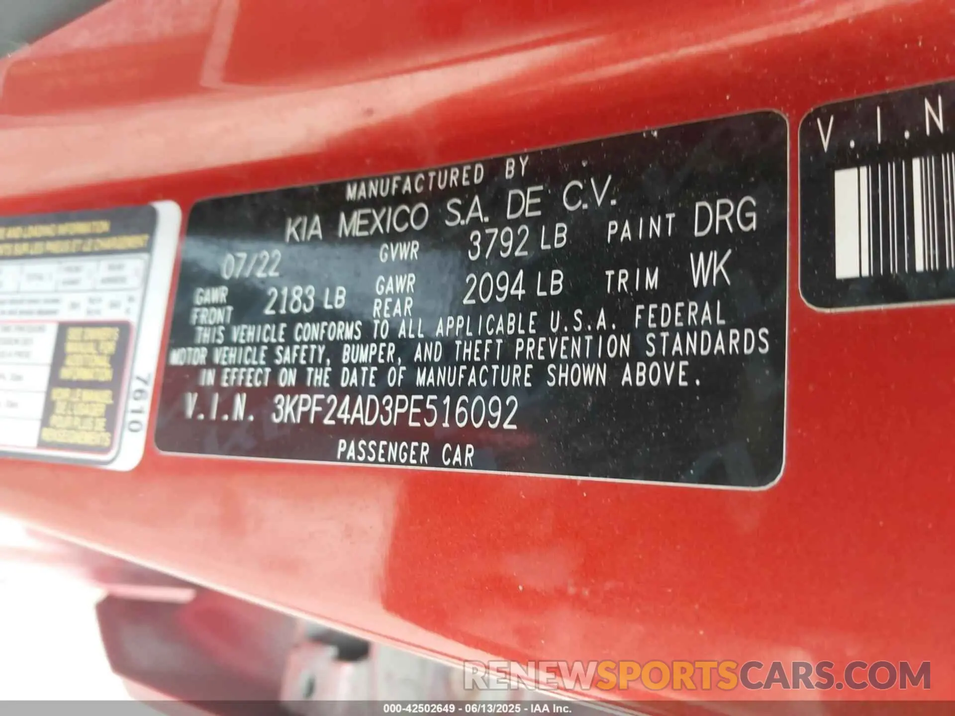 9 Фотография поврежденного автомобиля 3KPF24AD3PE516092 KIA FORTE 2023