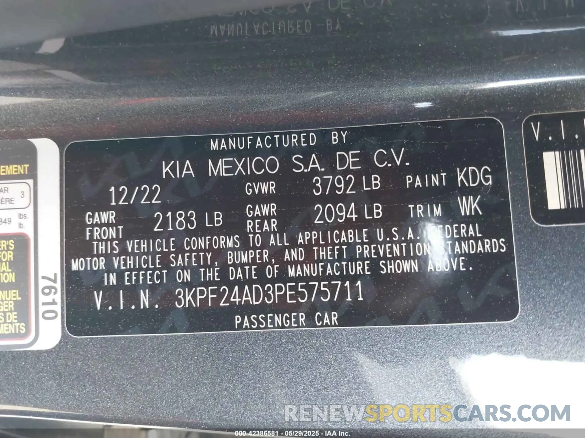 9 Фотография поврежденного автомобиля 3KPF24AD3PE575711 KIA FORTE 2023